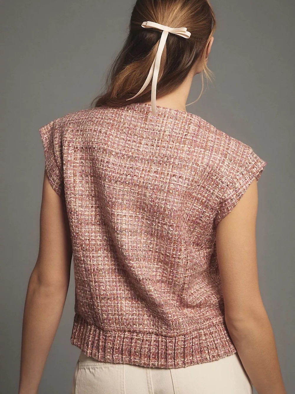 Maeve Extended Shoulder Tweed Vest Size M Wool Blend - Picture 11 of 11
